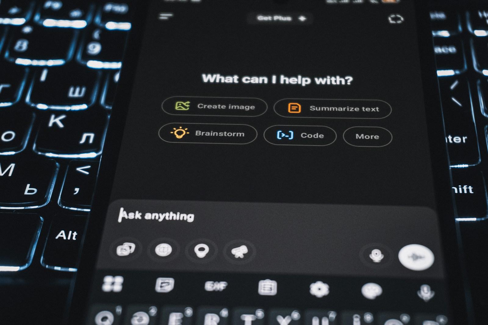 A smartphone is showing an ai assistant's interface.